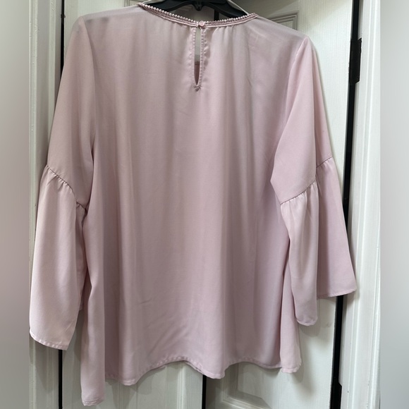 Embroidered Bib, Bell-sleeved Blouse - Picture 2 of 4